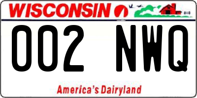 WI license plate 002NWQ