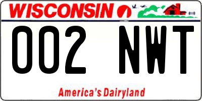 WI license plate 002NWT