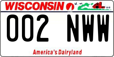 WI license plate 002NWW