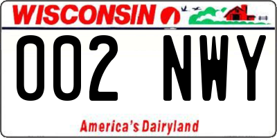 WI license plate 002NWY