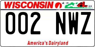 WI license plate 002NWZ