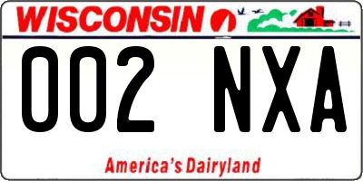 WI license plate 002NXA