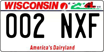 WI license plate 002NXF