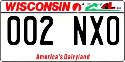 WI license plate 002NXO