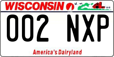 WI license plate 002NXP
