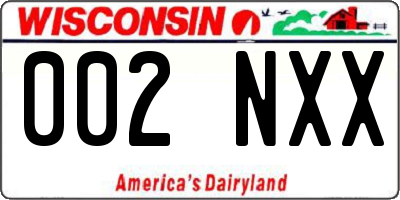 WI license plate 002NXX