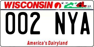 WI license plate 002NYA