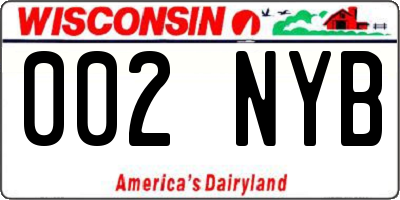 WI license plate 002NYB