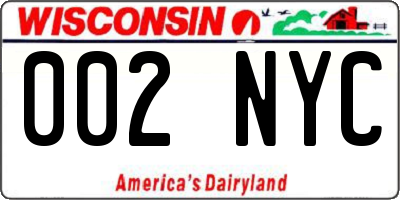 WI license plate 002NYC