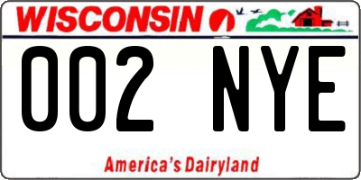 WI license plate 002NYE
