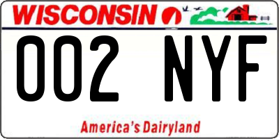 WI license plate 002NYF