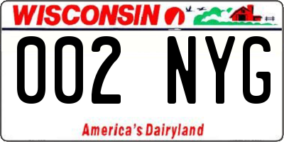 WI license plate 002NYG
