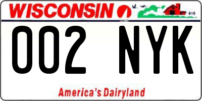 WI license plate 002NYK