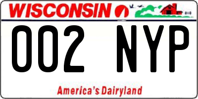 WI license plate 002NYP