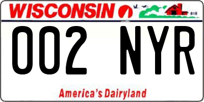 WI license plate 002NYR