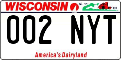 WI license plate 002NYT