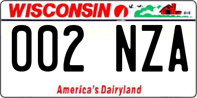 WI license plate 002NZA