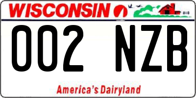 WI license plate 002NZB