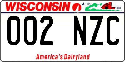 WI license plate 002NZC