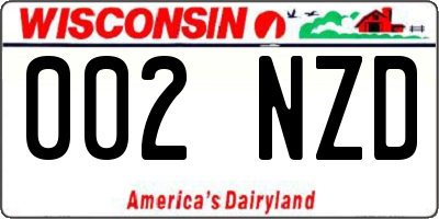 WI license plate 002NZD