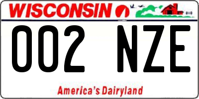 WI license plate 002NZE