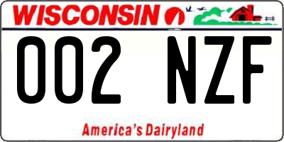 WI license plate 002NZF