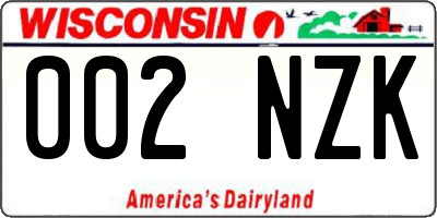WI license plate 002NZK
