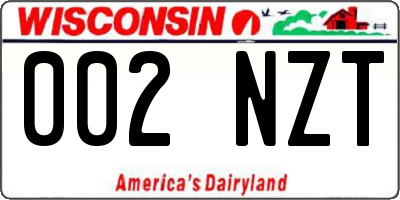 WI license plate 002NZT