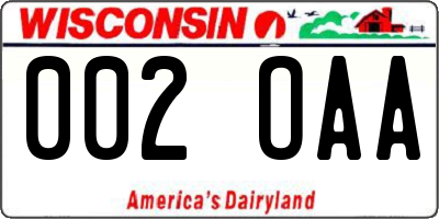WI license plate 002OAA