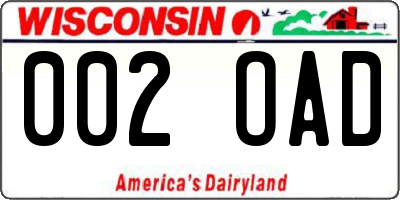 WI license plate 002OAD