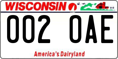 WI license plate 002OAE