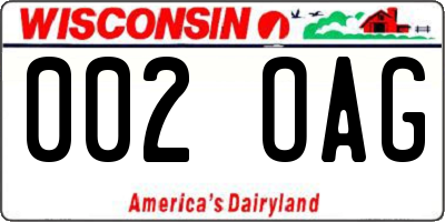 WI license plate 002OAG