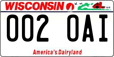 WI license plate 002OAI