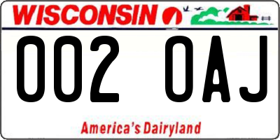 WI license plate 002OAJ