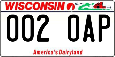 WI license plate 002OAP
