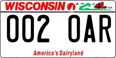 WI license plate 002OAR