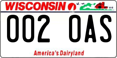WI license plate 002OAS