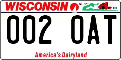 WI license plate 002OAT