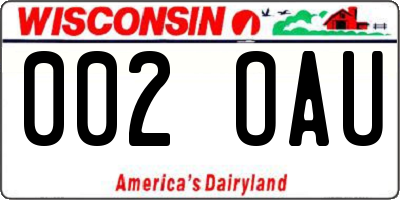 WI license plate 002OAU