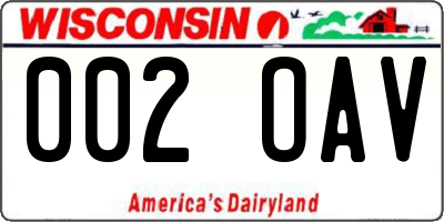 WI license plate 002OAV