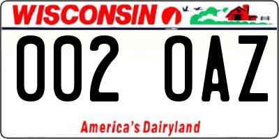 WI license plate 002OAZ