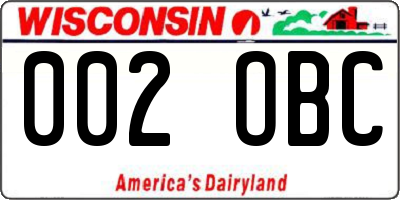 WI license plate 002OBC