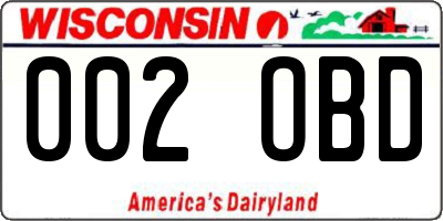 WI license plate 002OBD