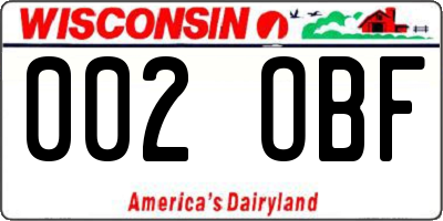 WI license plate 002OBF
