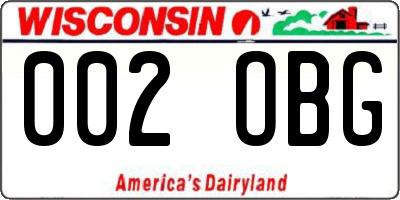 WI license plate 002OBG