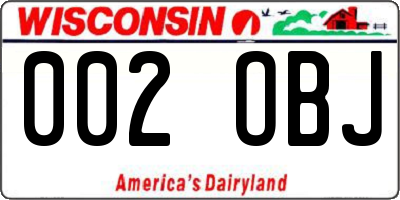 WI license plate 002OBJ