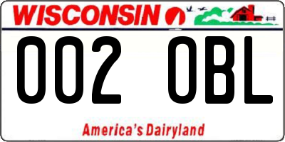 WI license plate 002OBL