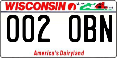 WI license plate 002OBN