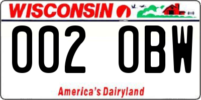 WI license plate 002OBW