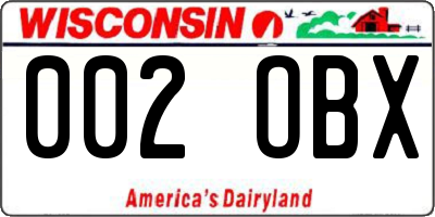 WI license plate 002OBX